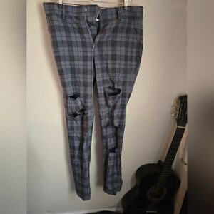 Asos Mens Gray Plaid Skinny Chinos W30 L32